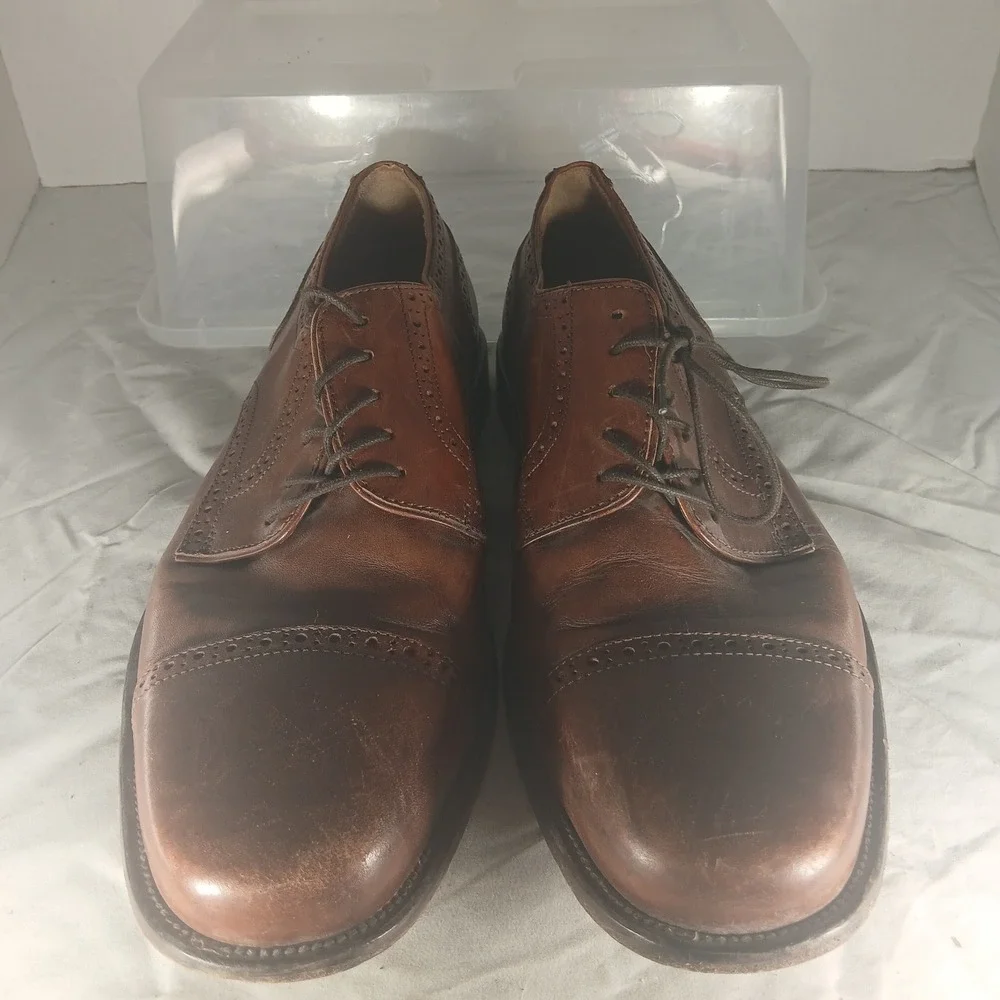BOSTONIAN‎ Mens Leather Cap Toe Oxford Dress Shoes Brown Size 105W